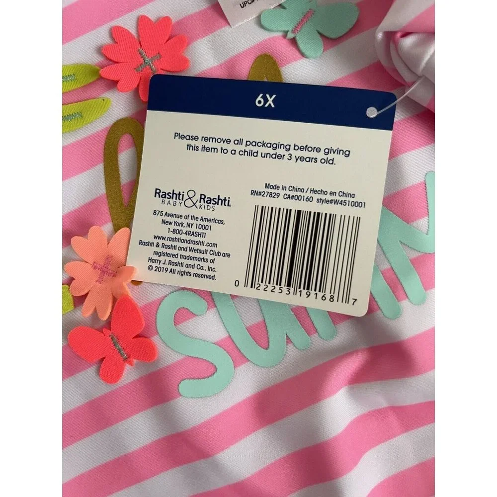 Girls Swimsuit Set Wetsuit Club Size 6X 2-Piece Swimsuit with 3-D Pink - Picture 11 of 11